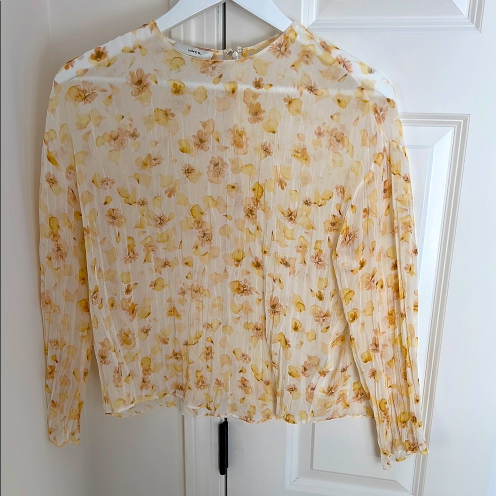 Floral Sheer Blouse - Cream and Yellow by Vince size XS